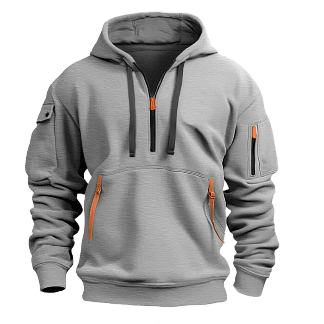 Sven - Heren Hoodie Comfort met Capuchon Halve Rits en Cargozakken