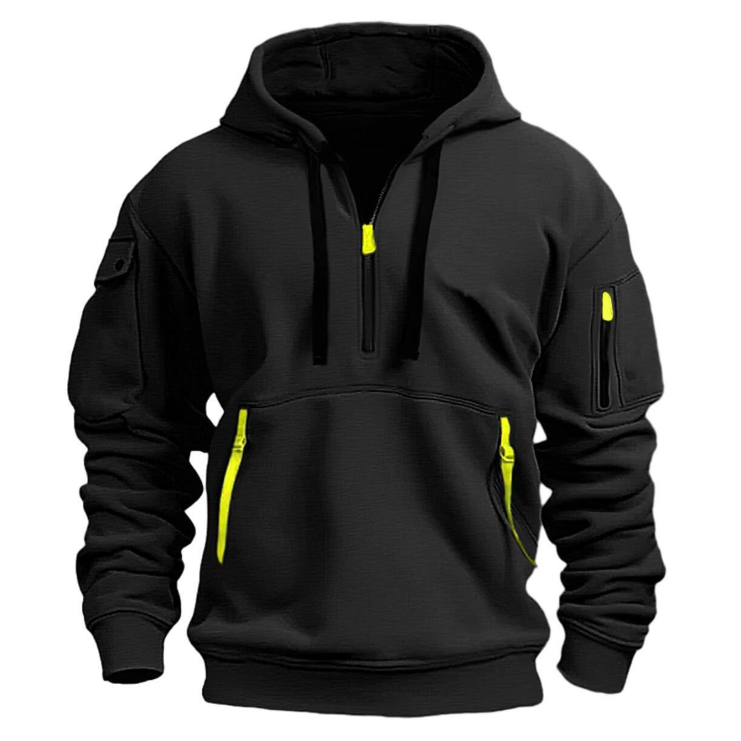 Sven - Heren Hoodie Comfort met Capuchon Halve Rits en Cargozakken
