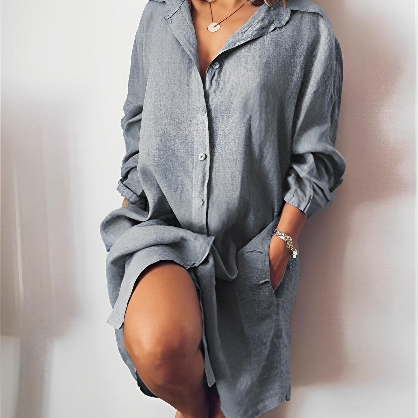 Tess - Casual Zomerjurk Dames met Hemdkraag en Knoopsluiting