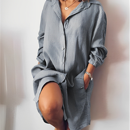 Tess - Casual Zomerjurk Dames met Hemdkraag en Knoopsluiting