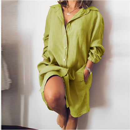 Tess - Casual Zomerjurk Dames met Hemdkraag en Knoopsluiting