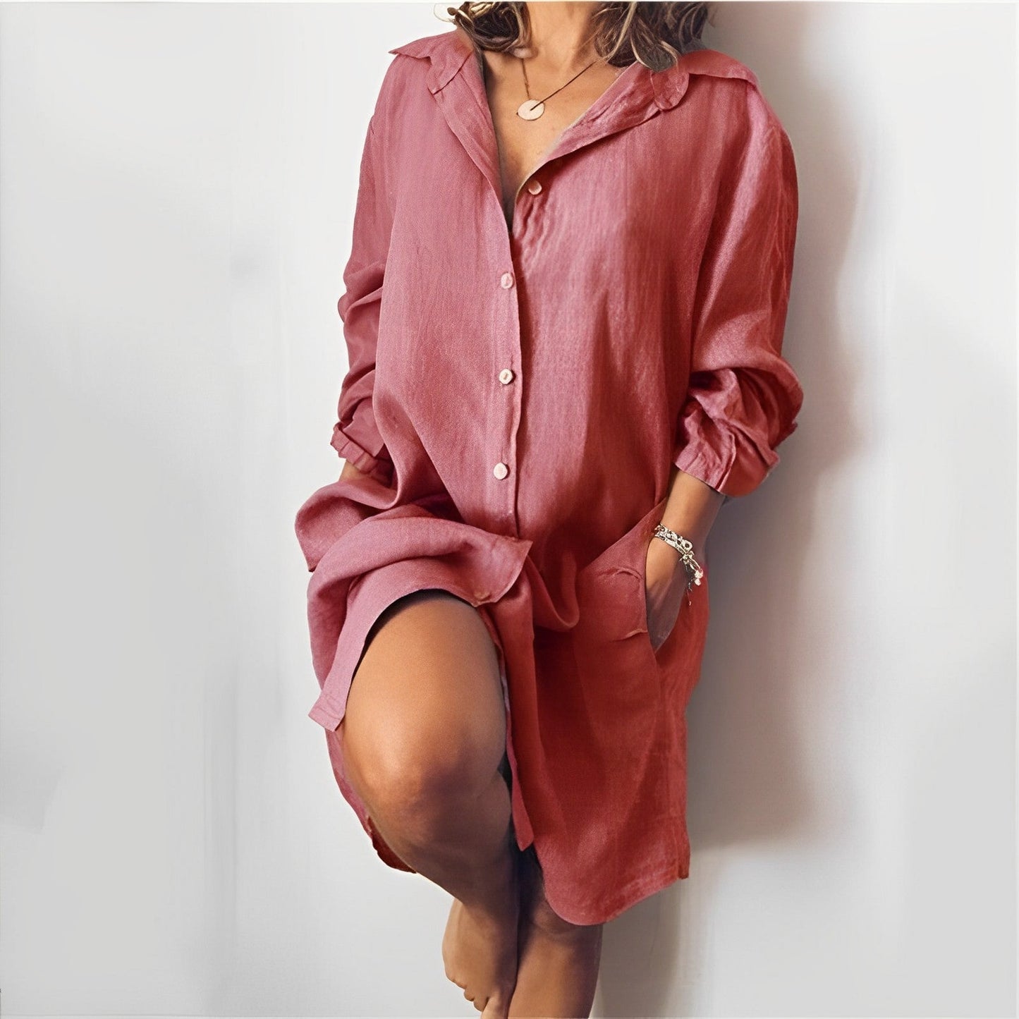 Tess - Casual Zomerjurk Dames met Hemdkraag en Knoopsluiting