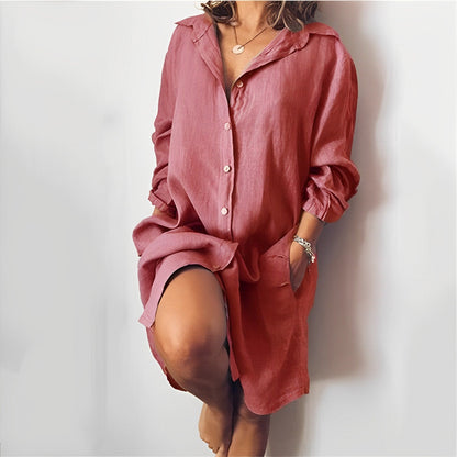 Tess - Casual Zomerjurk Dames met Hemdkraag en Knoopsluiting