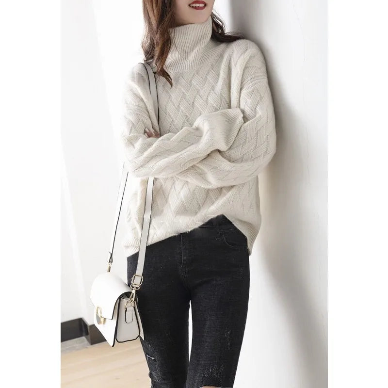 Tess - Comfortabele Dames Coltrui Gebreide Stijl met Wijde Mouwen