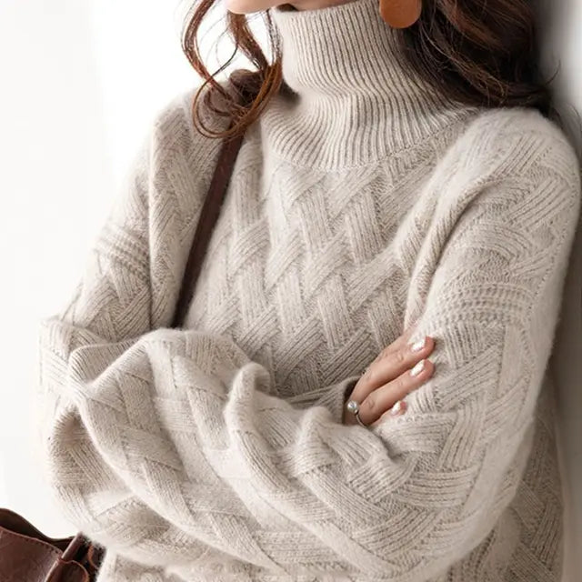 Tess - Comfortabele Dames Coltrui Gebreide Stijl met Wijde Mouwen