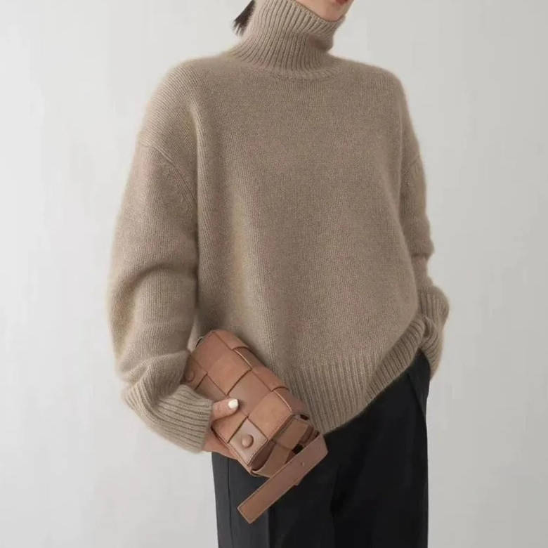 Tess - Dames Coltrui Oversized en Warm Gebreid met Verlaagde Schouders