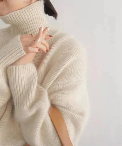 Tess - Dames Coltrui Oversized en Warm Gebreid met Verlaagde Schouders