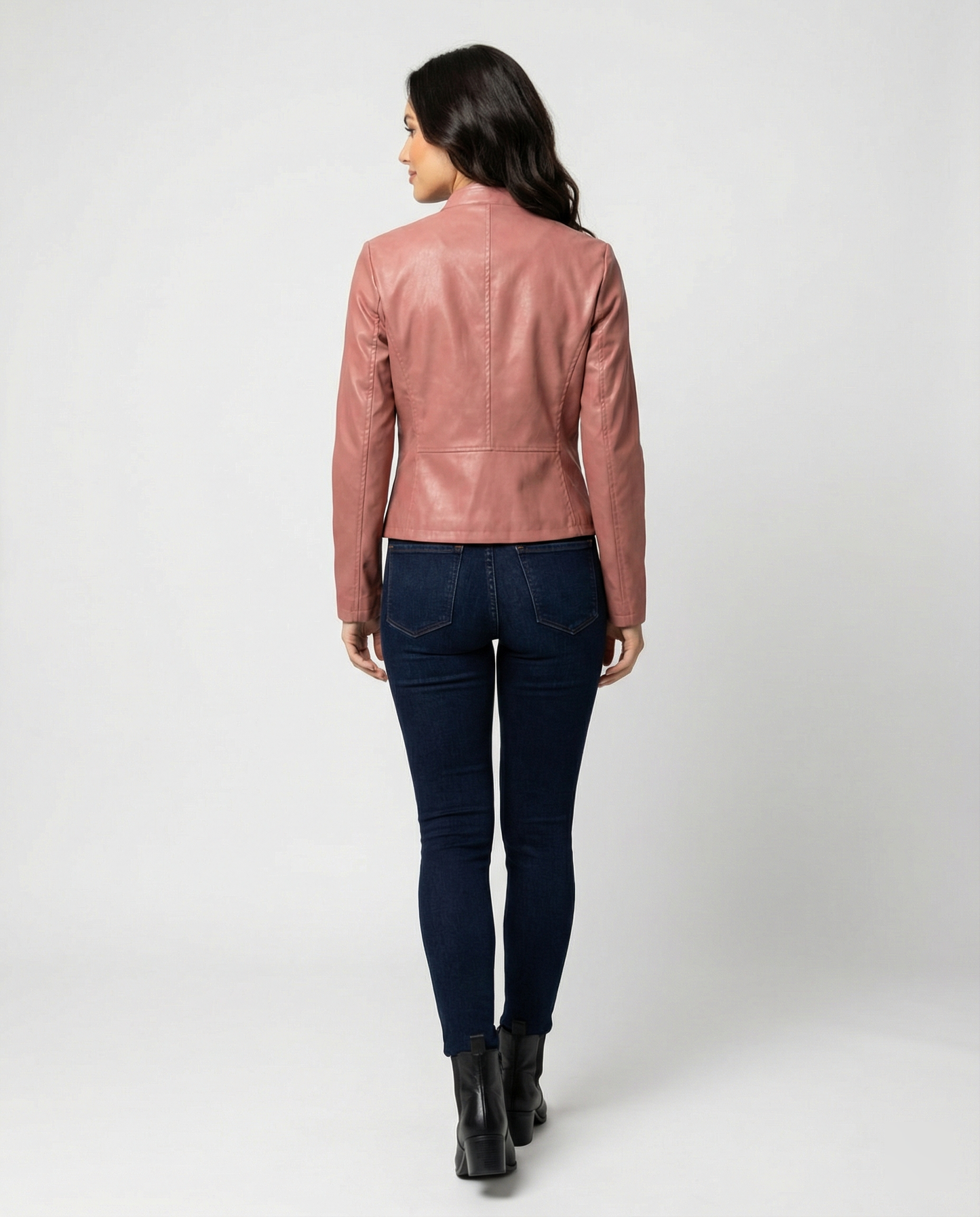 Tess - Dames Jas Leren Stijl voor de Herfst met Ritssluiting en Rechte Kraag