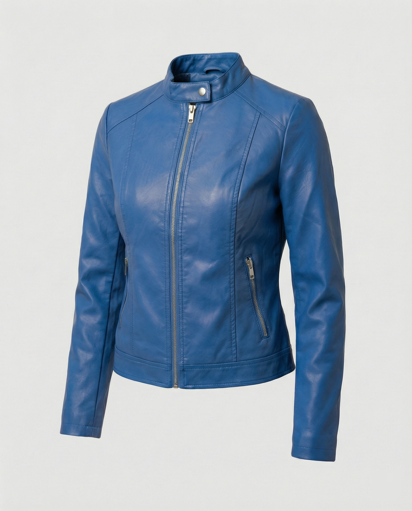 Tess - Dames Jas Leren Stijl voor de Herfst met Ritssluiting en Rechte Kraag