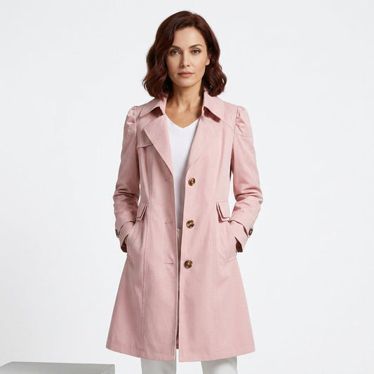 Tess - Dames Lichtgewicht Trenchcoat met Reverskraag en Knoopsluiting