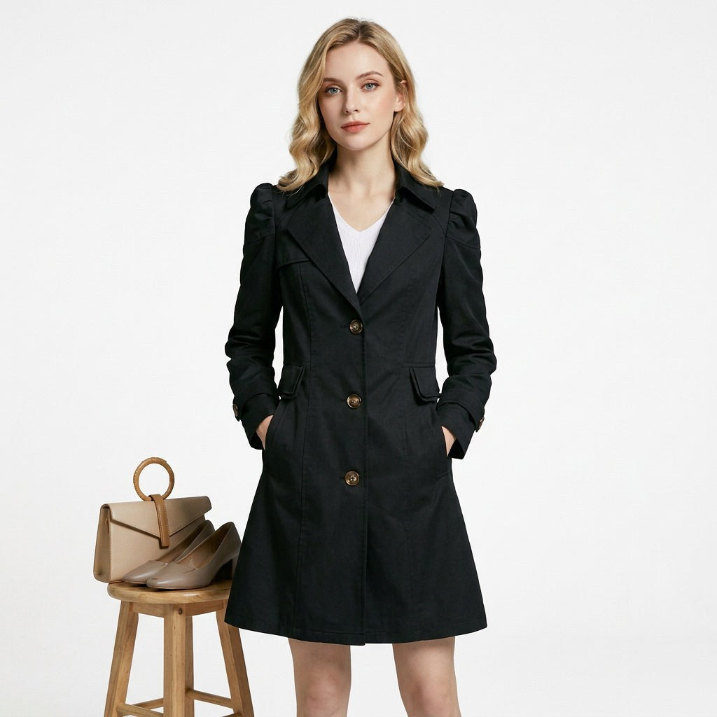 Tess - Dames Lichtgewicht Trenchcoat met Reverskraag en Knoopsluiting