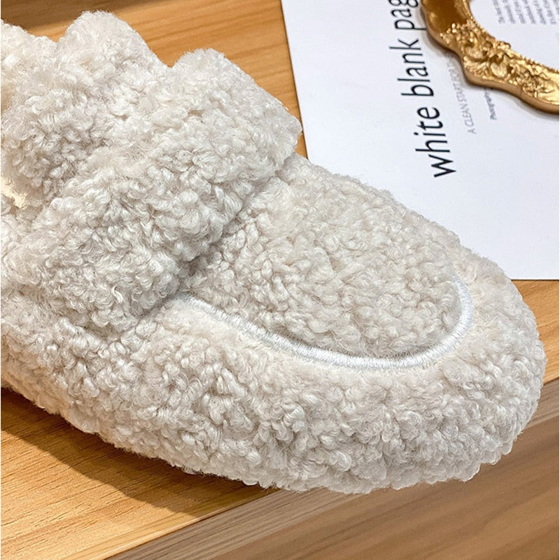 Tess - Dames Loafers Pluche Stijl met Platte Zool en Afgeronde Neus