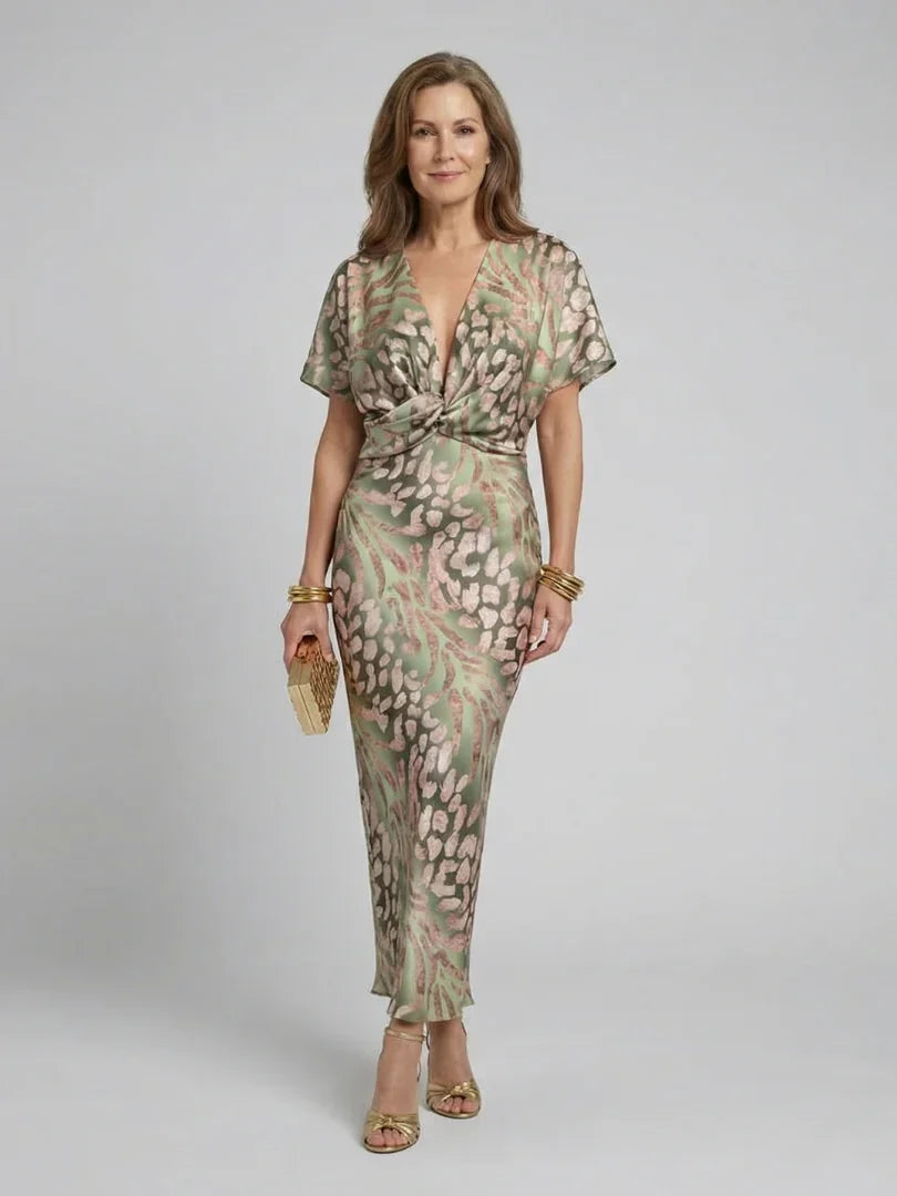 Tess - Feestelijke Bruiloft Gast Jurk Dames met Diepe V-hals en Gedraaide Taille