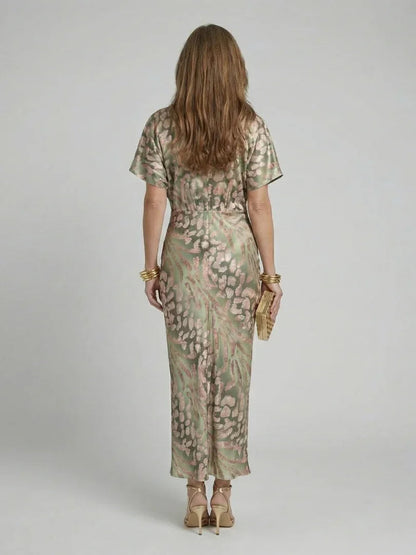 Tess - Feestelijke Bruiloft Gast Jurk Dames met Diepe V-hals en Gedraaide Taille
