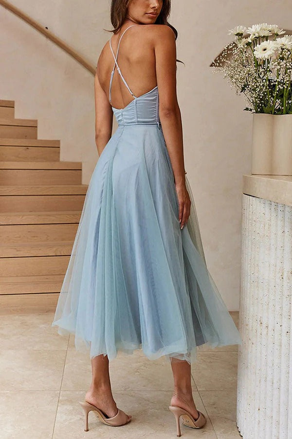 Tess - Feestelijke Bruiloft Gastenjurk Dames met Bustier en Tule Rok
