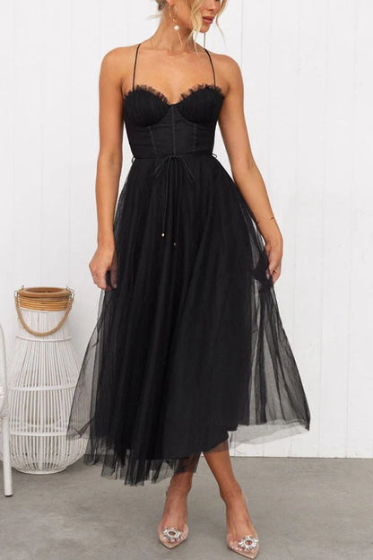 Tess - Feestelijke Bruiloft Gastenjurk Dames met Bustier en Tule Rok