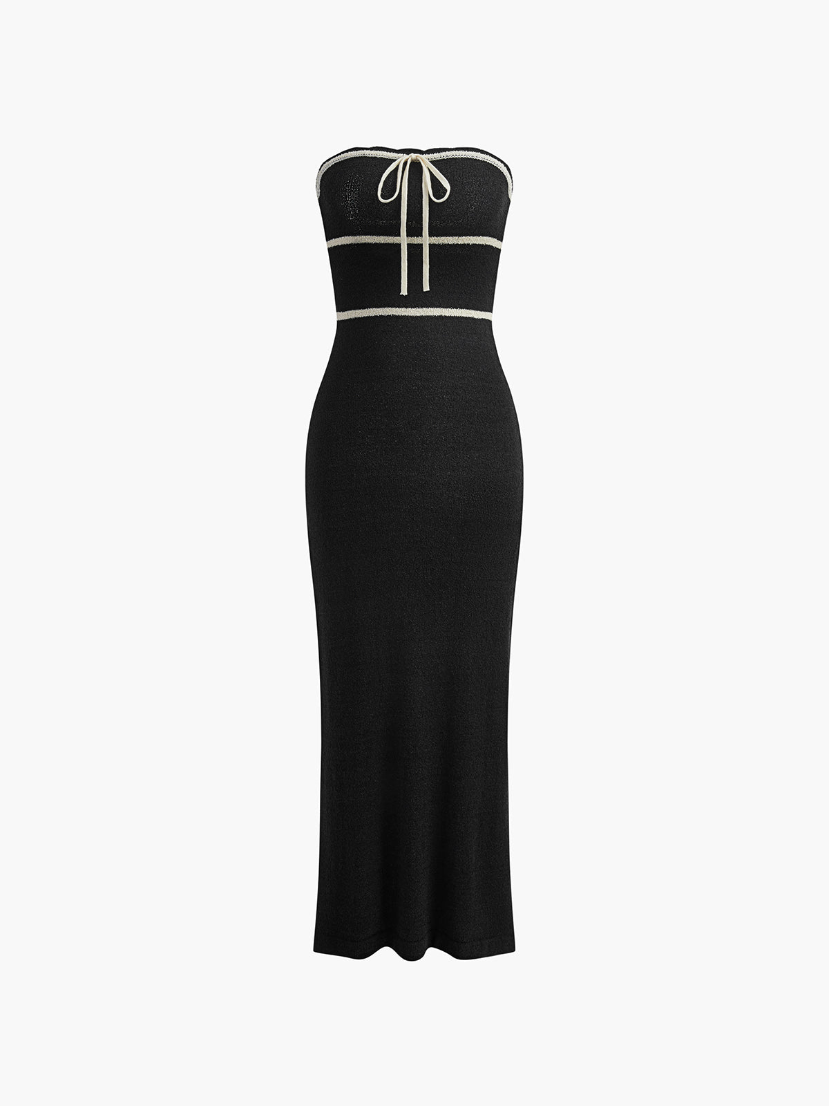 Tess - Stijlvolle Bruiloft Gastenjurk Dames Strapless met Contrastrand en Midi Lengte