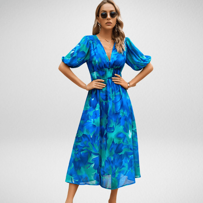 Tess - Stijlvolle Bruiloft Gastenjurk Dames met V-hals en Elastische Taille