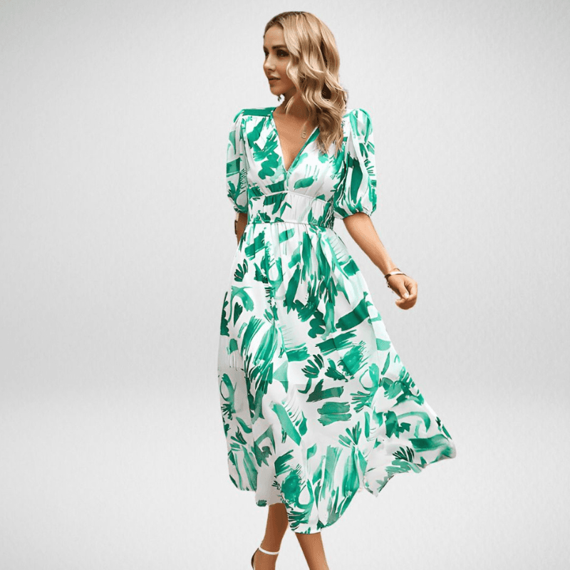 Tess - Stijlvolle Bruiloft Gastenjurk Dames met V-hals en Elastische Taille