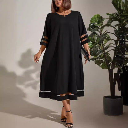 Tess - Stijlvolle Grote Maten Jurk Bruiloft Gast Dames met Mesh Details en Wijde Pasvorm