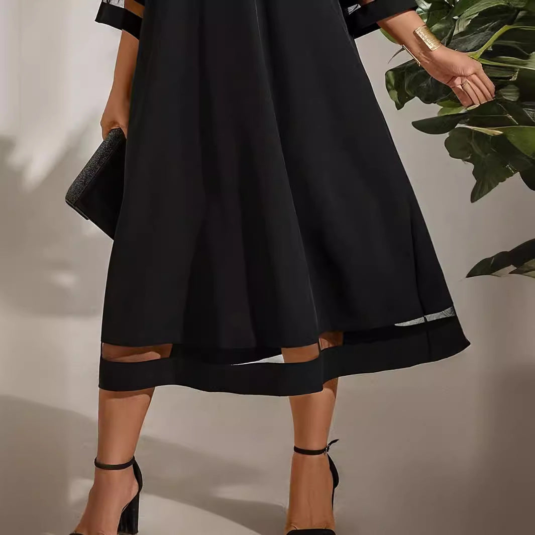 Tess - Stijlvolle Grote Maten Jurk Bruiloft Gast Dames met Mesh Details en Wijde Pasvorm