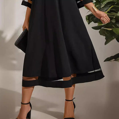 Tess - Stijlvolle Grote Maten Jurk Bruiloft Gast Dames met Mesh Details en Wijde Pasvorm