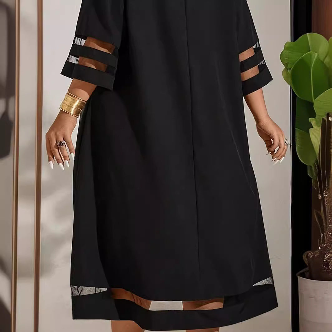 Tess - Stijlvolle Grote Maten Jurk Bruiloft Gast Dames met Mesh Details en Wijde Pasvorm