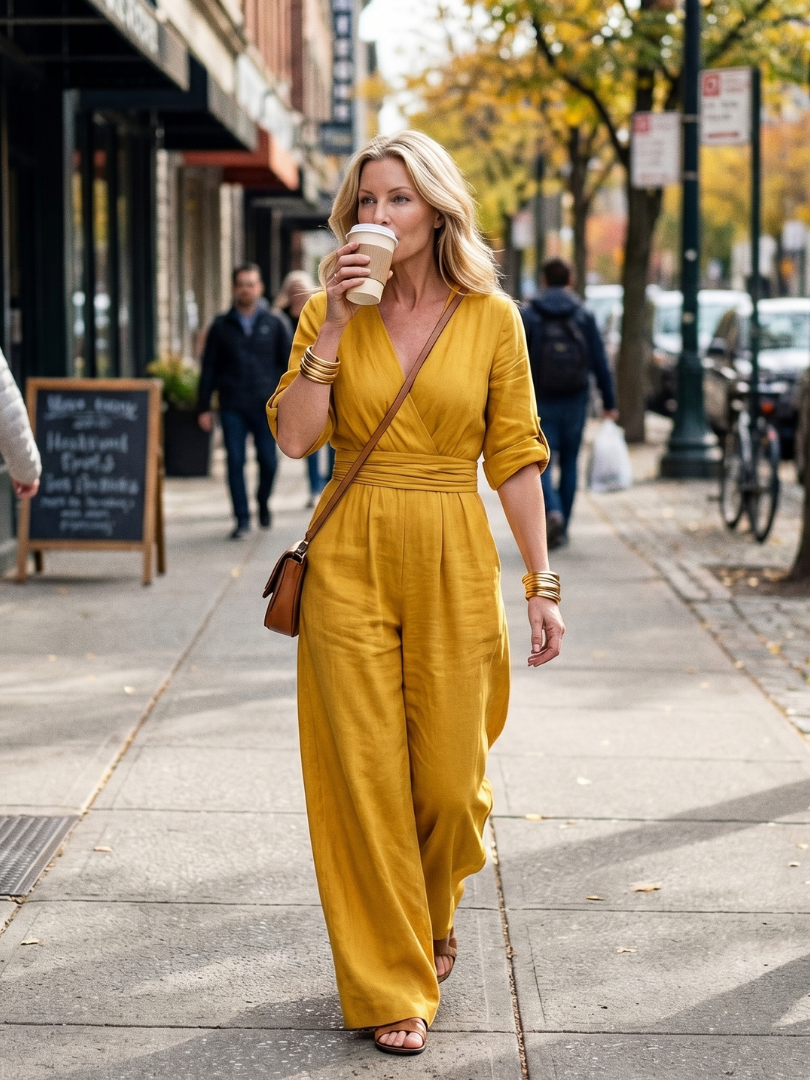 Tess - Stoere Linnen Jumpsuit Dames met Wikkelstijl en Brede Ceintuur