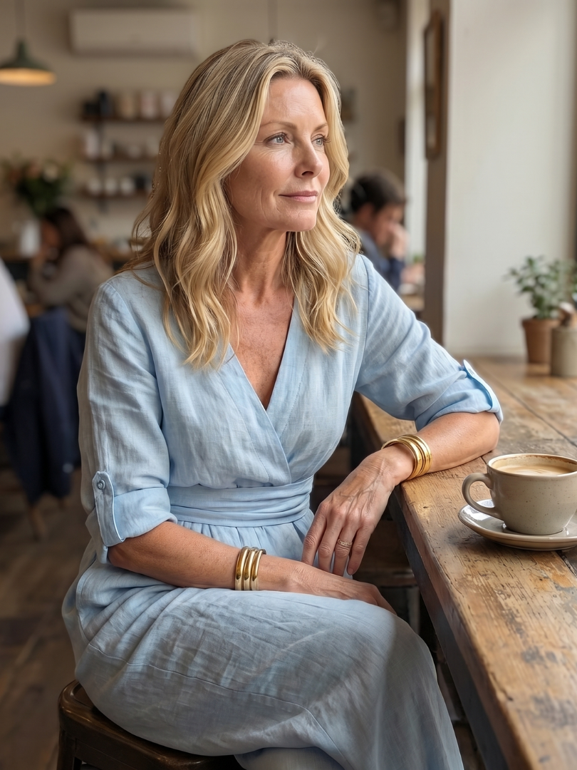 Tess - Stoere Linnen Jumpsuit Dames met Wikkelstijl en Brede Ceintuur