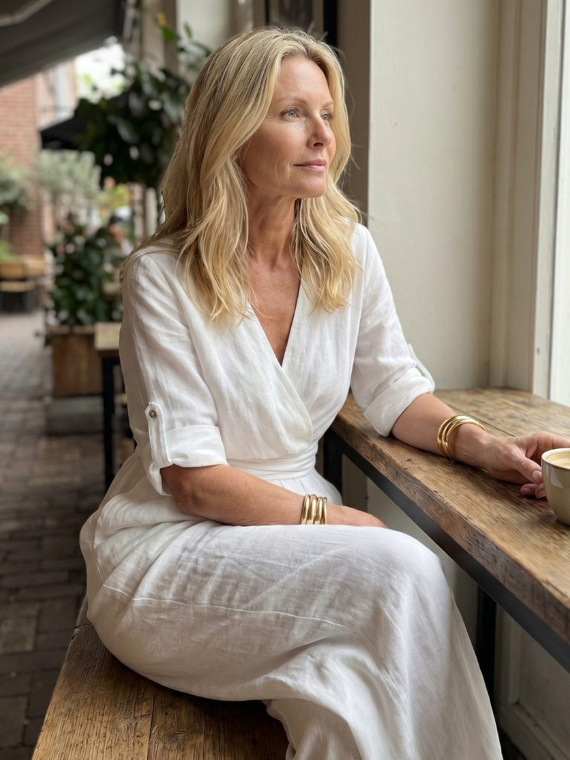 Tess - Stoere Linnen Jumpsuit Dames met Wikkelstijl en Brede Ceintuur