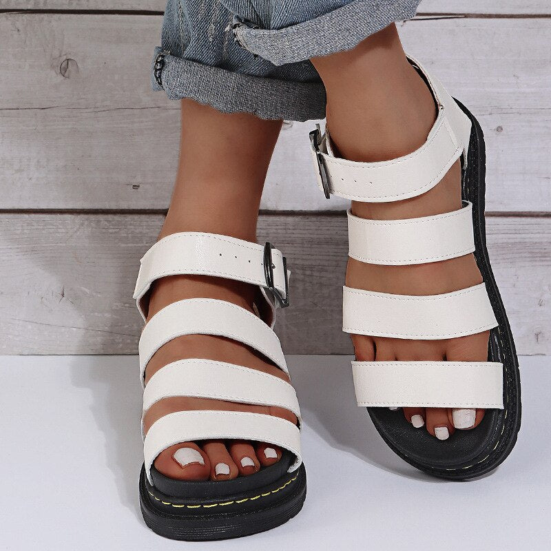 Tess - Stoere Orthopedische Sandalen Dames met Brede Banden en Gespsluiting