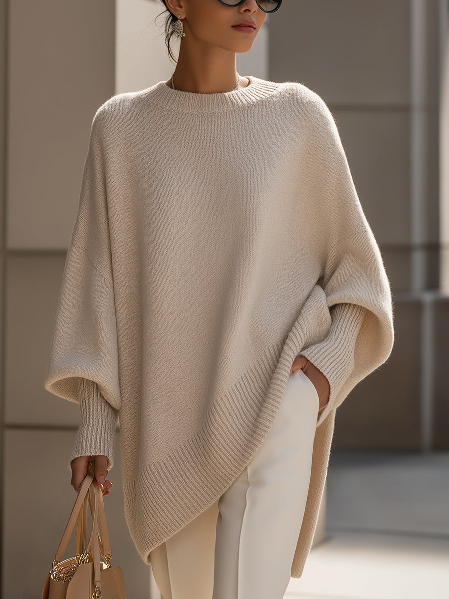 Femke - Dames Gebreide Trui Oversized Herfst met Asymmetrische Zoom