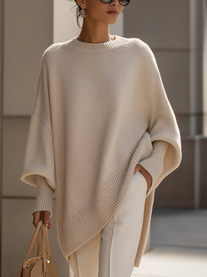 Femke - Dames Gebreide Trui Oversized Herfst met Asymmetrische Zoom