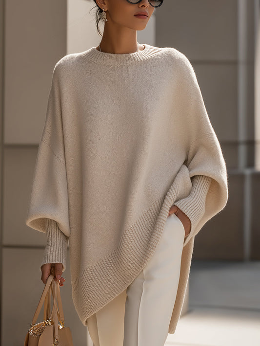 Femke - Dames Gebreide Trui Oversized Herfst met Asymmetrische Zoom