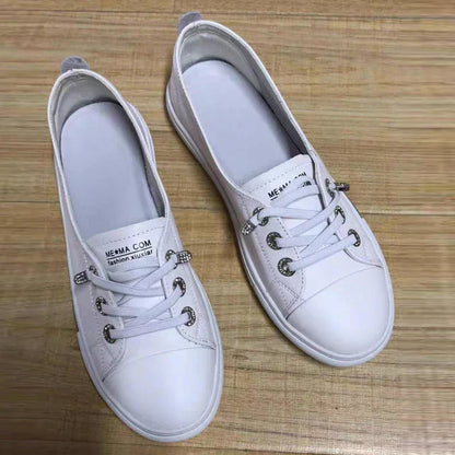 Sneakers Dames - Platte Veterschoen met Ronde Neus | Casual