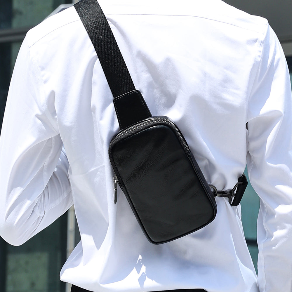 Tas Heren - Licht Sling Bag met Brede Band en Rits | Veelzijdig