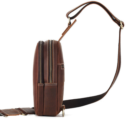 Tas Heren - Compacte Sling Bag met Dubbele Rits en Brede Band | Casual