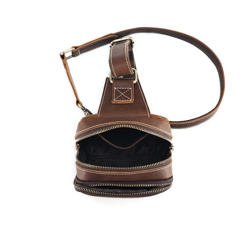 Tas Heren - Compacte Sling Bag met Dubbele Rits en Brede Band | Casual