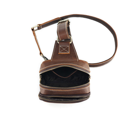 Tas Heren - Compacte Sling Bag met Dubbele Rits en Brede Band | Casual