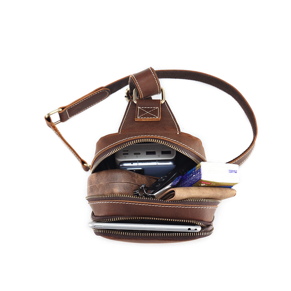 Tas Heren - Compacte Sling Bag met Dubbele Rits en Brede Band | Casual