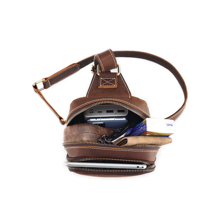 Tas Heren - Compacte Sling Bag met Dubbele Rits en Brede Band | Casual