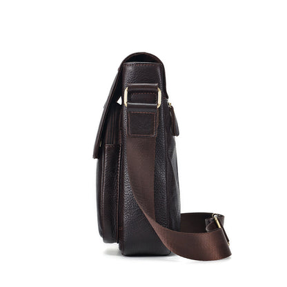 Tas Heren - Klassieke Flap Crossbody met Voorvak en Gouden Hardware | Casual