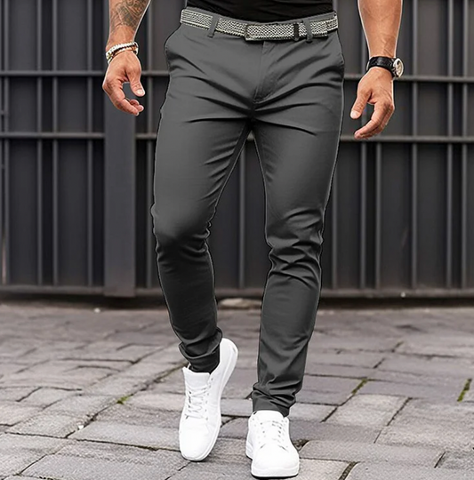 Thijs - Heren Chino Slim Fit Net met Riemlussen en Schuine Steekzakken