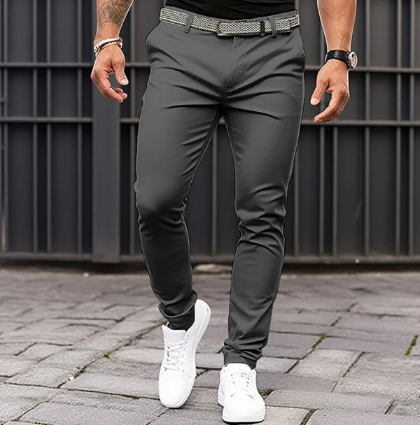 Thijs - Heren Chino Slim Fit Net met Riemlussen en Schuine Steekzakken