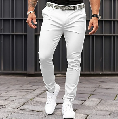 Thijs - Heren Chino Slim Fit Net met Riemlussen en Schuine Steekzakken