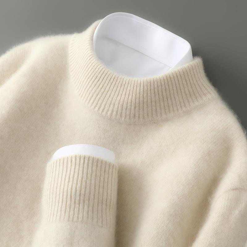 Thijs - Heren Gebreide Trui met Cashmere Stijl Opstaande Kraag en Lange Mouw