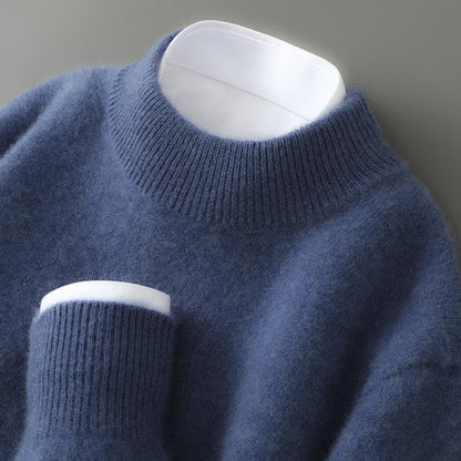 Thijs - Heren Gebreide Trui met Cashmere Stijl Opstaande Kraag en Lange Mouw