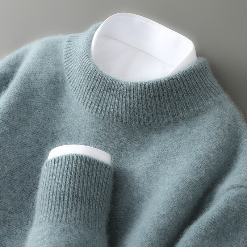 Thijs - Heren Gebreide Trui met Cashmere Stijl Opstaande Kraag en Lange Mouw