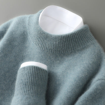 Thijs - Heren Gebreide Trui met Cashmere Stijl Opstaande Kraag en Lange Mouw