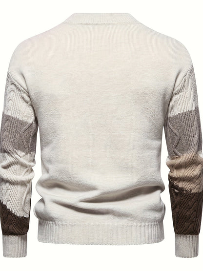 Thijs - Heren Kabeltrui Warm Gebreid in Casual Stijl met Kleurblokken